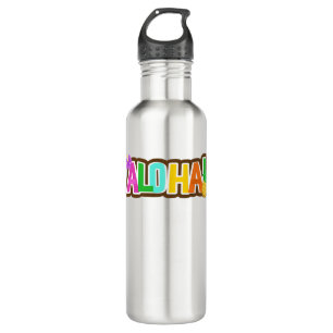 Aloha Hawaii Hawaiian Island Surfing Tropical Stainless Steel Water Bottle