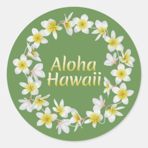 Aloha Hawaii. Hawaiian Island Traditional Necklace Classic Round Sticker