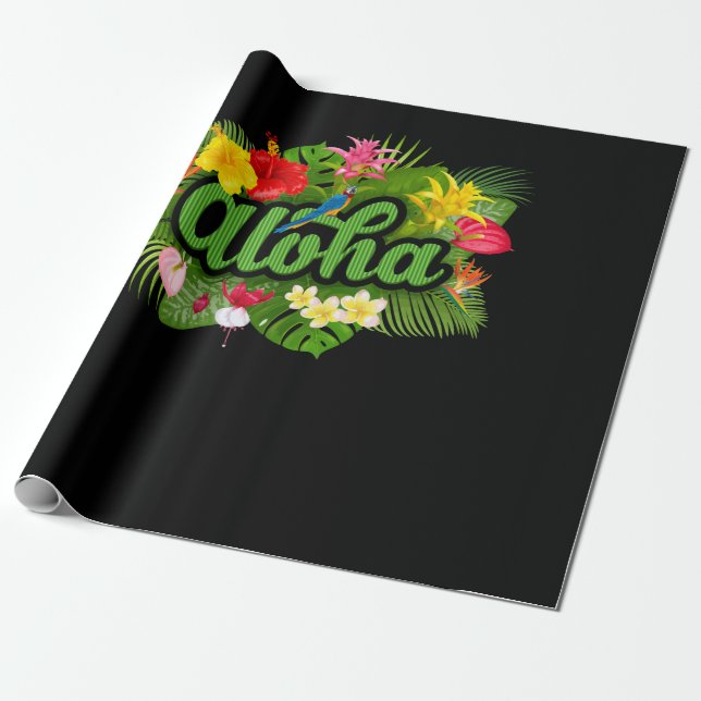 Aloha Hawaii Hawaiian Island Wrapping Paper (Unrolled)