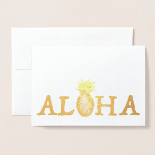 ALOHA Hawaii Hawaiian Luau Tropical Pineapple Foil Card
