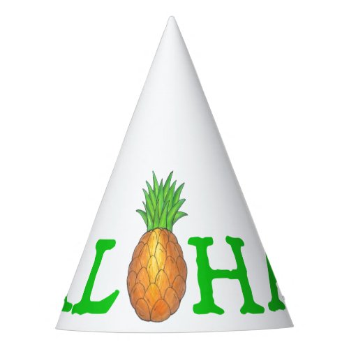 ALOHA Hawaii Hawaiian Luau Tropical Pineapple Party Hat