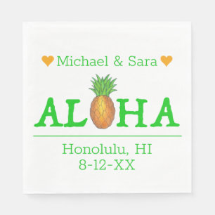 Aloha Hawaii Hawaiian Pineapple Island Wedding Napkins