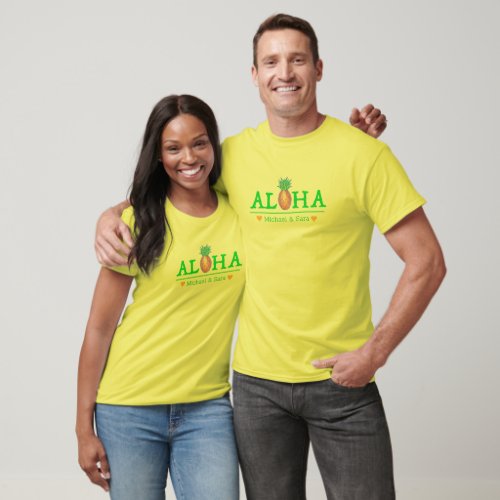 Aloha Hawaii Hawaiian Pineapple Island Wedding T_Shirt