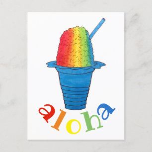 ALOHA Hawaii Hawaiian Rainbow Shave Shaved Ice Holiday Postcard