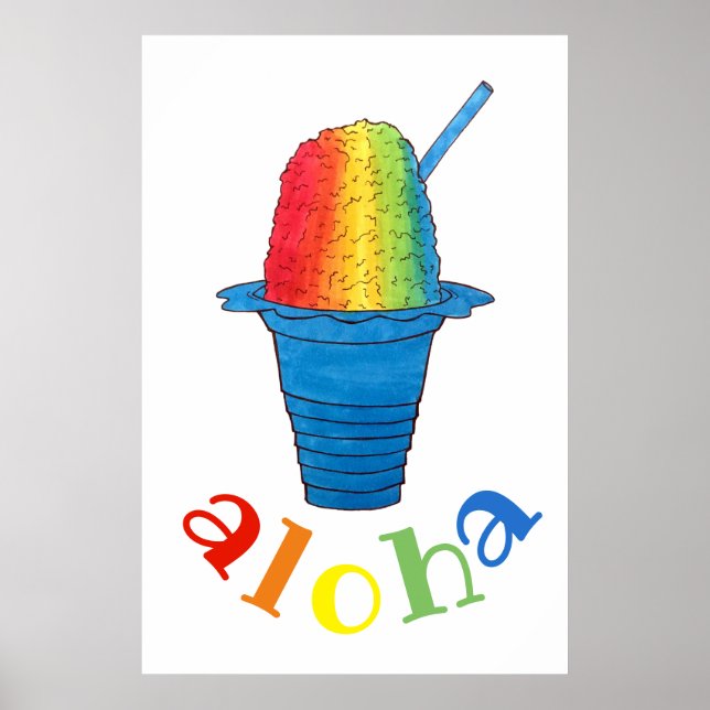 ALOHA Hawaii Hawaiian Rainbow Shave Shaved Ice Poster (Front)