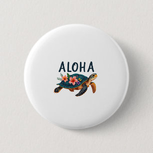 Aloha Hawaii Hawaiian-Shirt Turtle Hibiscus Kids G Button