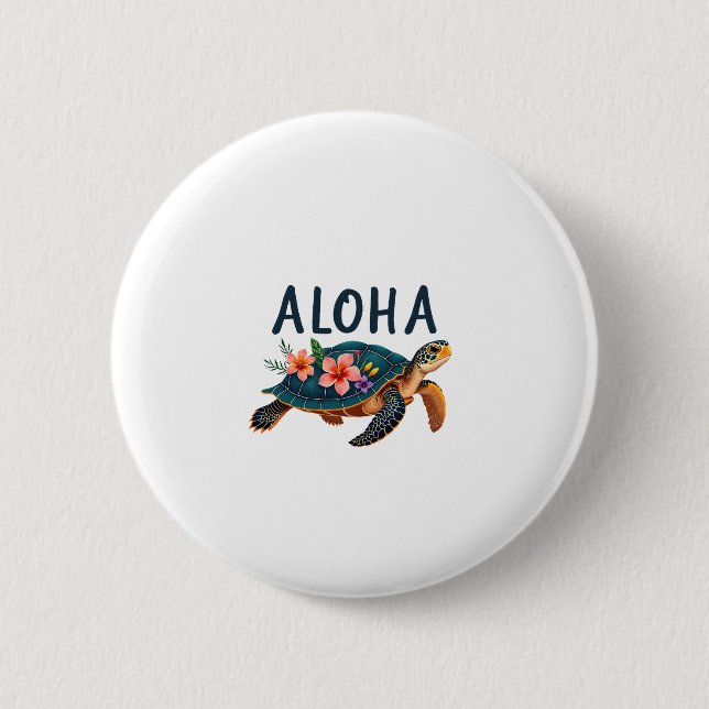 Aloha Hawaii Hawaiian-Shirt Turtle Hibiscus Kids G Button (Front)