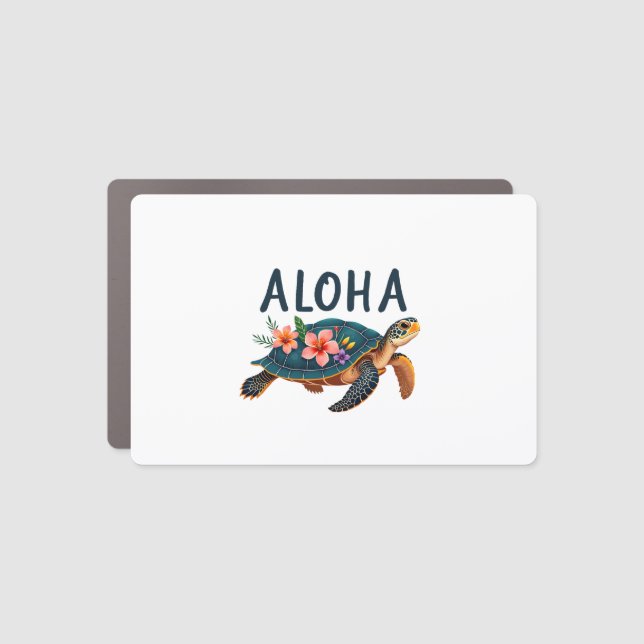Aloha Hawaii Hawaiian-Shirt Turtle Hibiscus Kids G Car Magnet (Front)