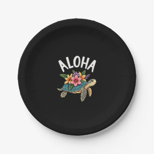 Aloha Hawaii Hawaiian-Shirt Turtle Hibiscus Kids G Paper Plates