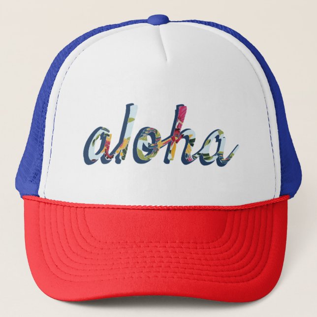 Aloha Hawaii Hawaiian Surfer Trucker Hat (Front)