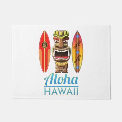 Aloha Hawaii Hawaiian Tiki Surfing Doormat