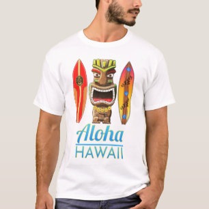 Aloha Hawaii Hawaiian Tiki Surfing T-Shirt