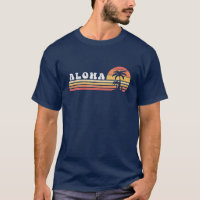 Aloha Hawaii HI Hawaiian Island Palm Tree Surfboar T-Shirt