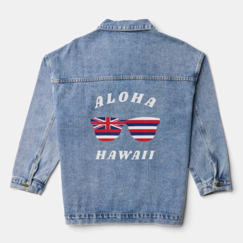 Aloha Hawaii Hi State Hawaiian Flag Sunglasses Vin Denim Jacket
