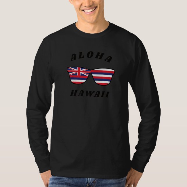 Aloha Hawaii Hi State Hawaiian Flag Sunglasses Vin T-Shirt (Front)