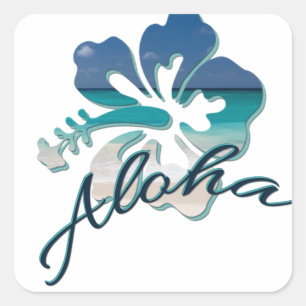 Aloha Hawaii Hibiscus Flower Square Sticker