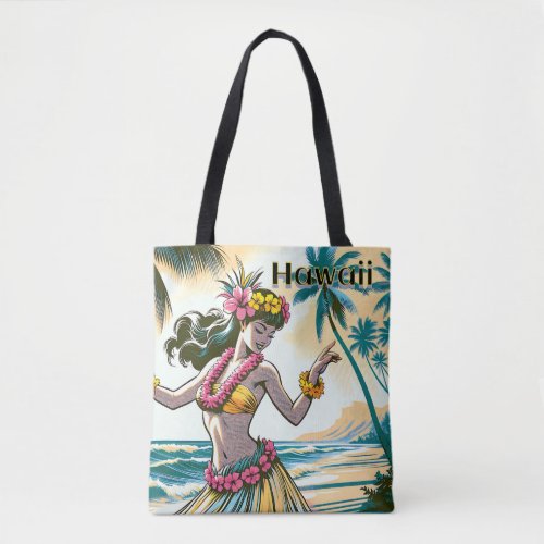 Aloha  Hawaii Hula Dancer on the Beach Tote Bag