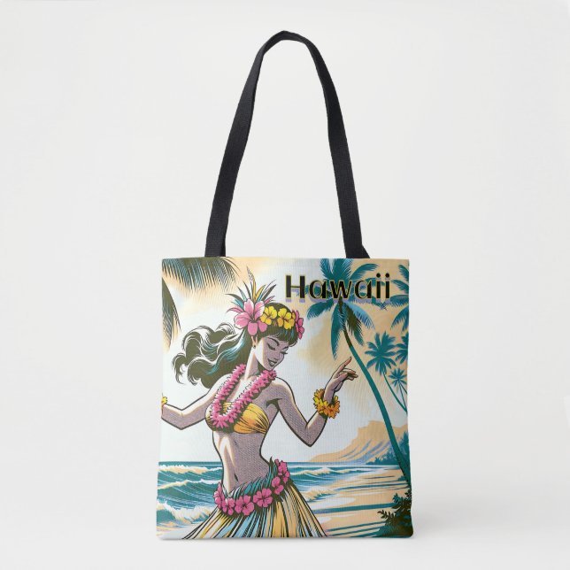 Aloha | Hawaii Hula Dancer on the Beach Tote Bag (Front)