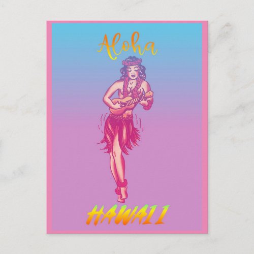 Aloha Hawaii Hula Girl  Postcard