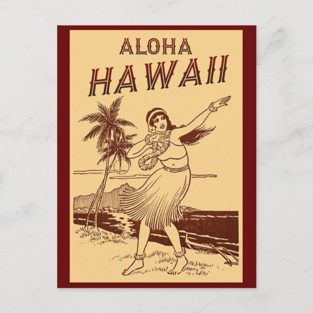 Aloha Hawaii Hula Girl   Postcard (Front)