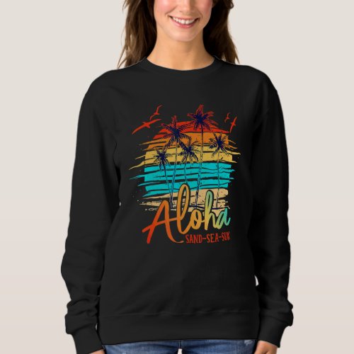 Aloha Hawaii Island Palm Beach Surfboard Vacation  Sweatshirt