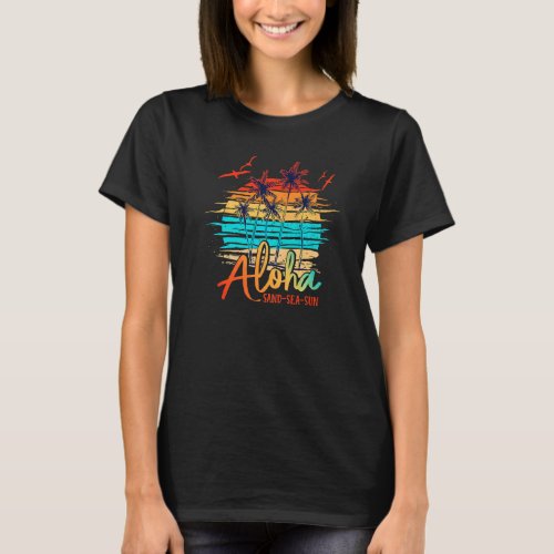 Aloha Hawaii Island Palm Beach Surfboard Vacation  T_Shirt