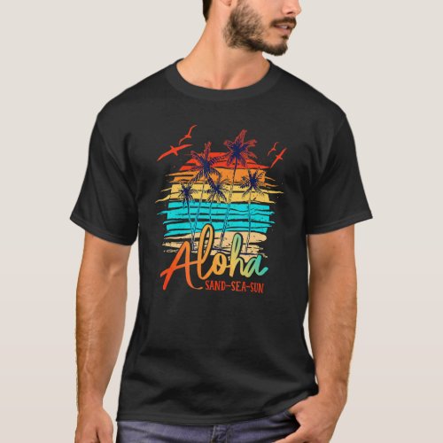 Aloha Hawaii Island Palm Beach Surfboard Vacation  T_Shirt