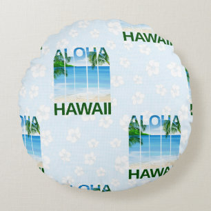 Aloha Hawaii Island Summer Beach Round Pillow