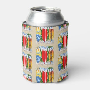 Aloha Hawaii Island Surfing Can Cooler