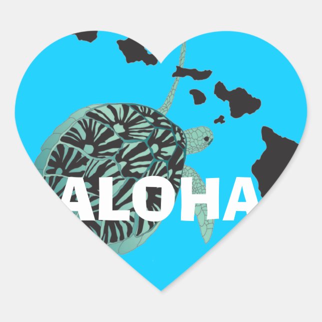 Aloha Hawaii Islands Heart Sticker (Front)