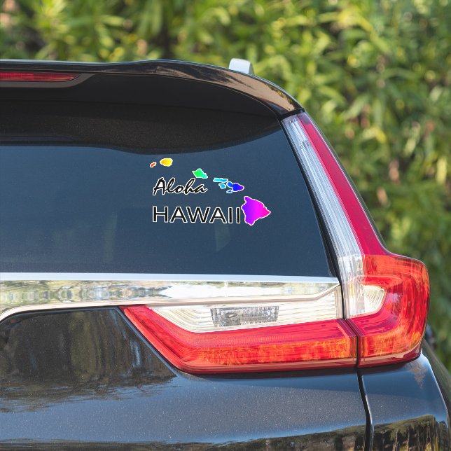ALOHA - HAWAII ISLANDS RAINBOW STICKER (Car Side)