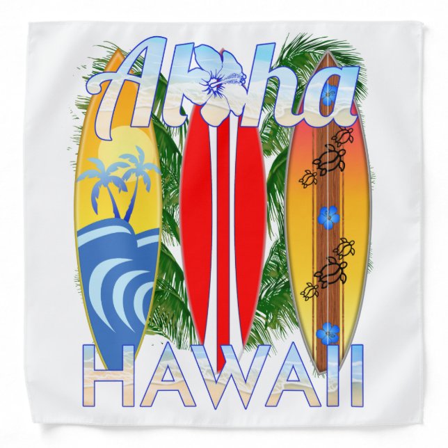 Aloha Hawaii Islands Surfing Bandana (Front)