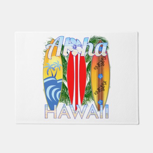 Aloha Hawaii Islands Surfing Doormat