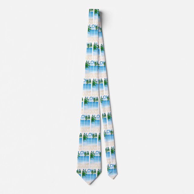 Aloha Hawaii Islands Tropical Beach Neck Tie (Front)