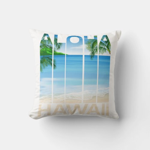 Aloha Hawaii Islands Tropical Beach Throw Pillow