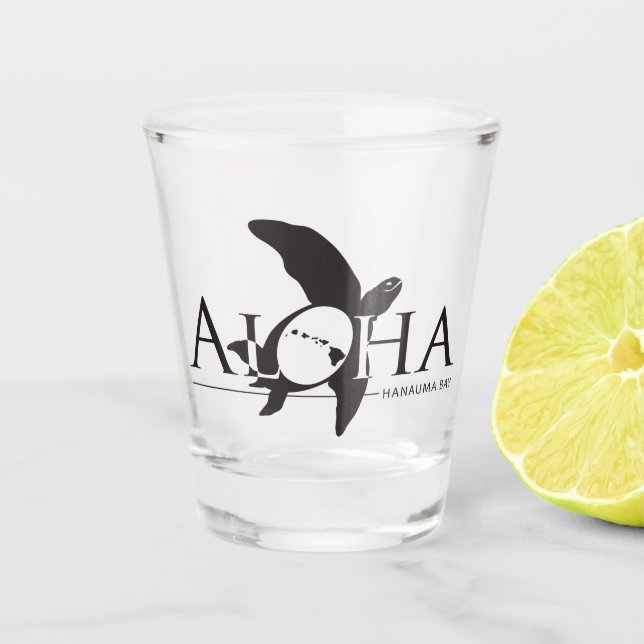 Aloha Hawaii islands turtle Shot glass (Front)