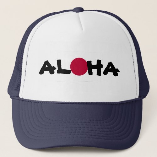 Aloha Hawaii Japanese Rising Sun Flag Trucker Hat