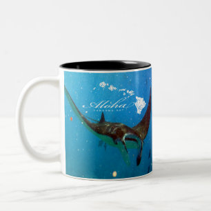 Aloha Hawaii Manta Ray and Hawaii Islands Two-Tone Coffee Mug