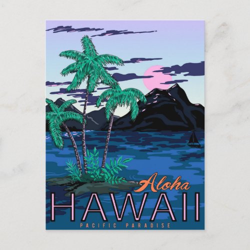 Aloha Hawaii pacific paradise vintage travel Postcard