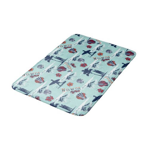 Aloha Hawaii Palm Trees Surf Hawaii Art Pattern Bath Mat