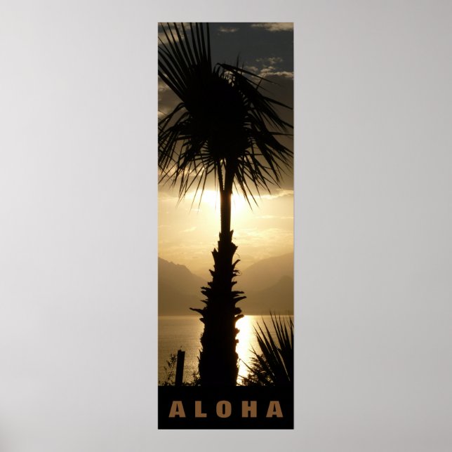 Aloha Hawaii Palm Trees Tropics Sunset Travel Poster (Front)