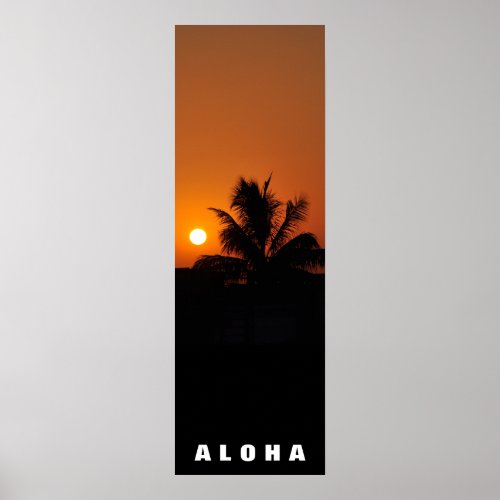 Aloha Hawaii Palm Trees Tropics Sunset Travel Poster