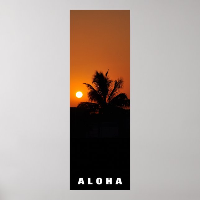 Aloha Hawaii Palm Trees Tropics Sunset Travel Poster (Front)