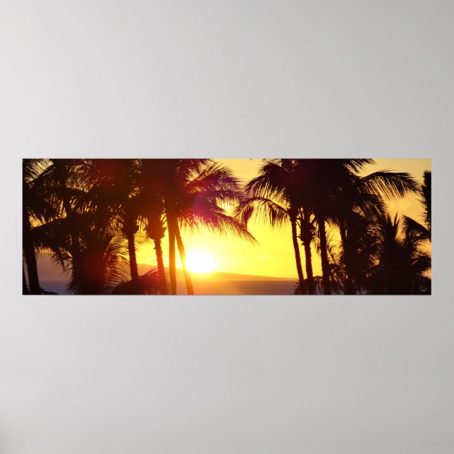 Aloha Hawaii Palm Trees Tropics Sunset Travel Poster (Front)