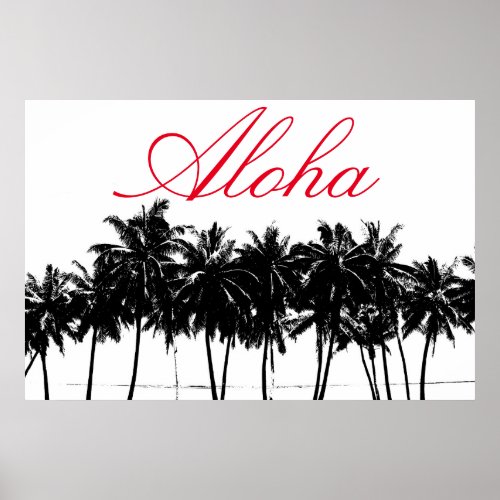 Aloha Hawaii Palm Trees Tropics Travel Poster