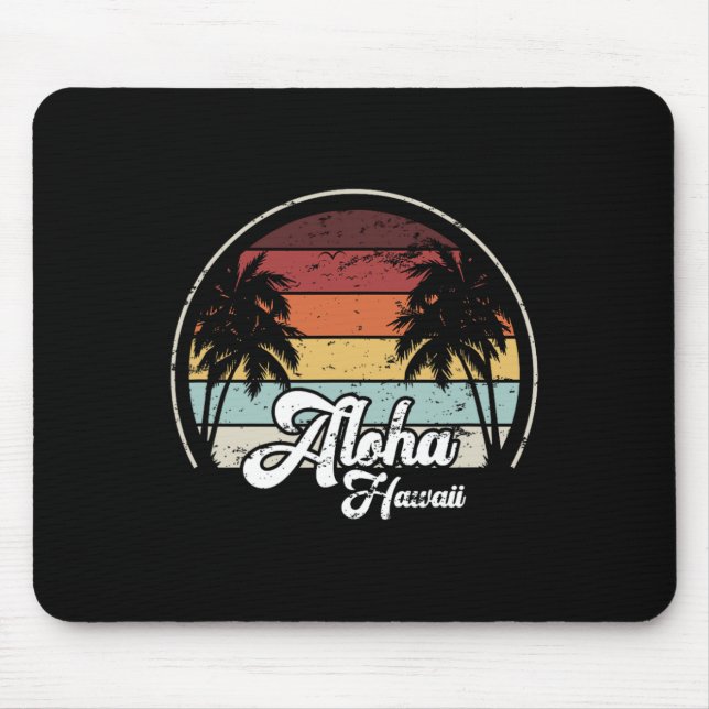 Aloha Hawaii Palms Cool Casual Summer Beach Vacati Mouse Pad (Front)