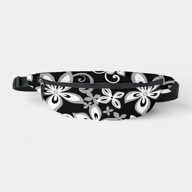 ALOHA HAWAII PATTERN IN BLACK/GRAY FANNY PACK (Front)