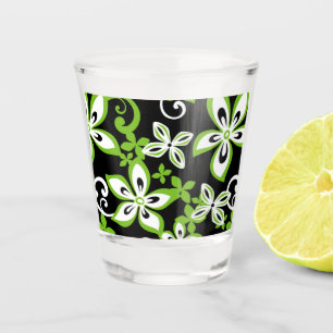 ALOHA HAWAII PATTERN IN BLACK/LIME SHOT GLASS