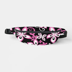 ALOHA HAWAII PATTERN IN BLACK/PINK FANNY PACK