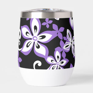 ALOHA HAWAII PATTERN IN BLACK/PURPLE THERMAL WINE TUMBLER